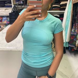 Lululemon light blue workout shirt